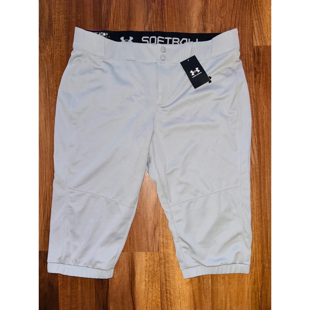 Under Armour Women 2XL Gray Softball Pants Cropped Athletic Knickers NWT